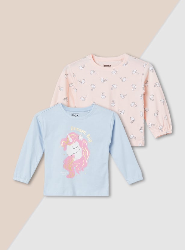 Girls Printed T-shirt - Pack of 2