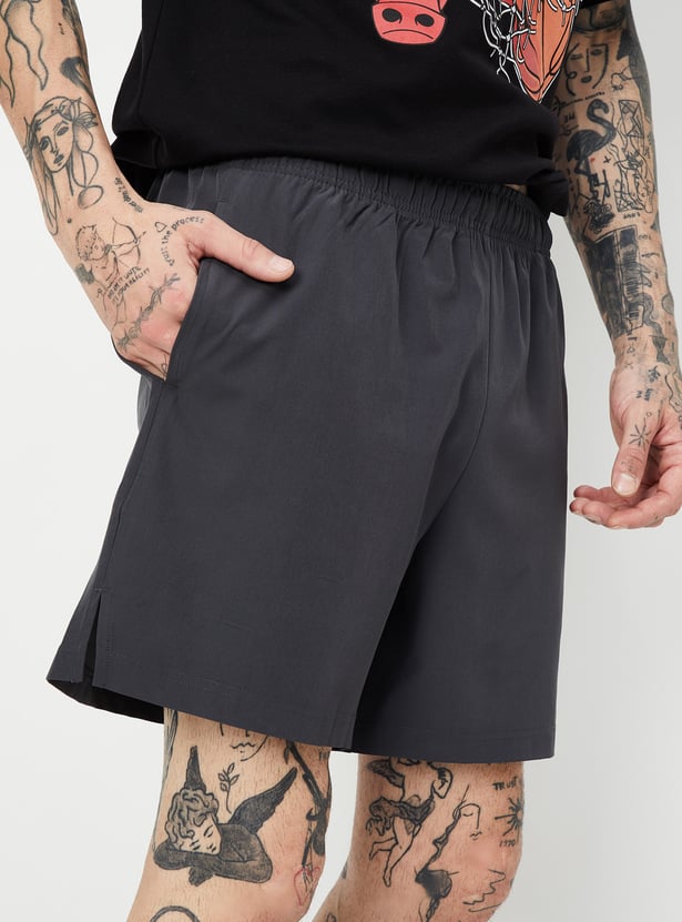 Men Solid Sports Shorts - Pack of 2