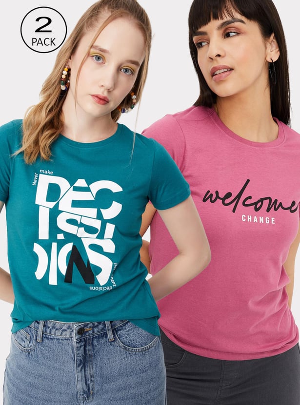 URB_N Women Printed T-shirt - Pack of 2