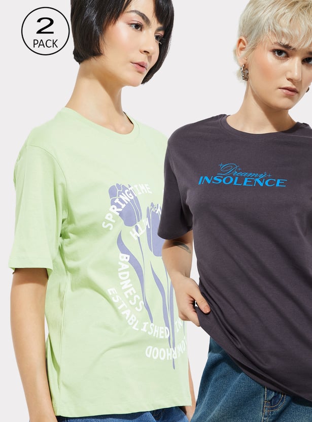 URB_N Women Printed T-shirt - Pack of 2