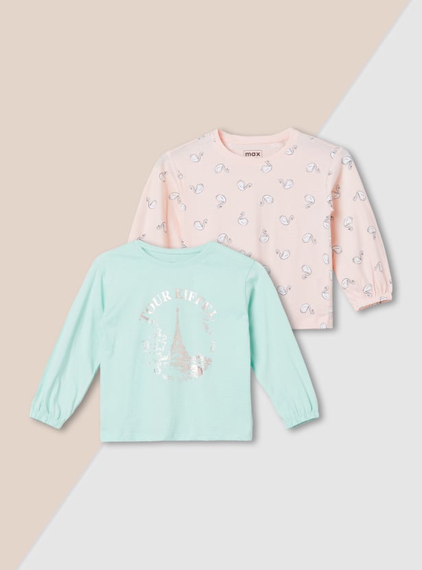 Girls Printed T-shirt - Pack of 2
