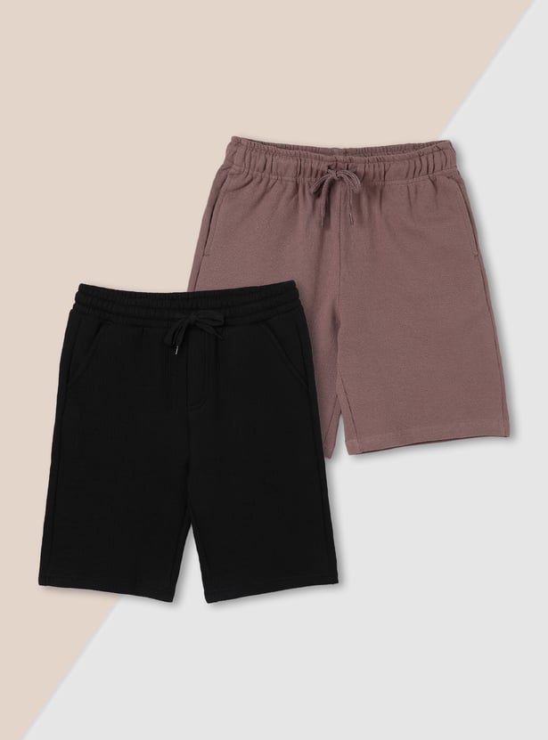 Boys Solid Shorts - Pack of 2