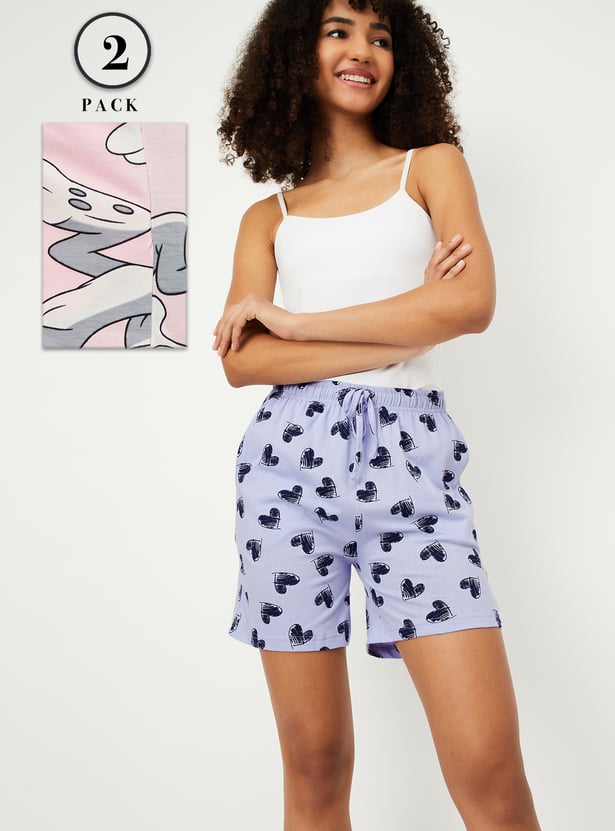 Women Printed Lounge Shorts - Pack of 2