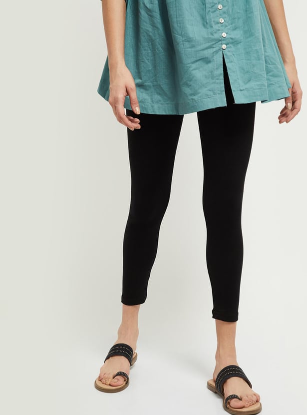 Women Solid Ankle-Length Leggings - Pack of 2