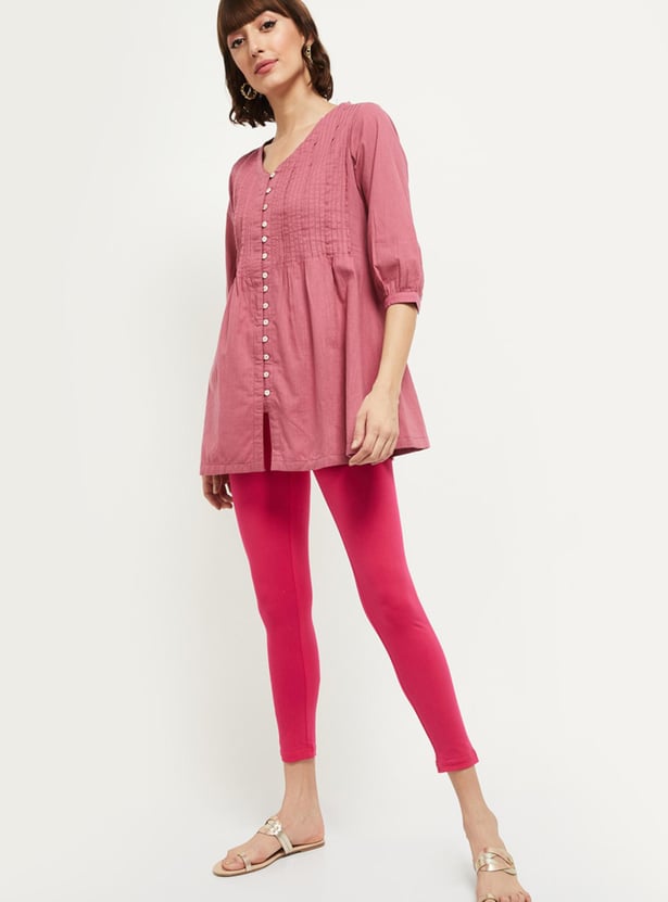 Women Solid Ankle-Length Leggings - Pack of 2