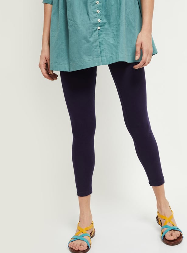 Women Solid Ankle-Length Leggings - Pack of 2