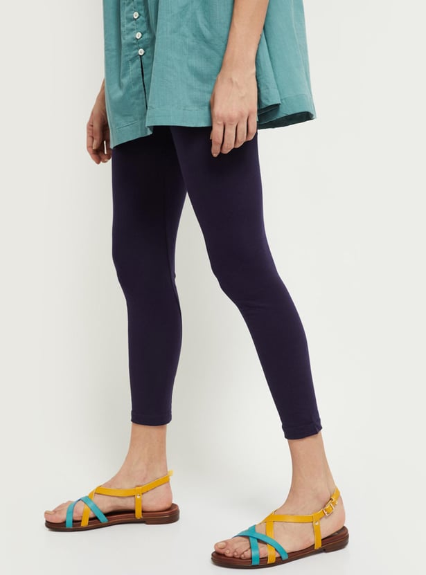 Women Solid Ankle-Length Leggings - Pack of 2