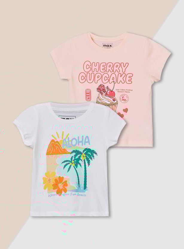 Girls Printed T-shirt - Pack of 2