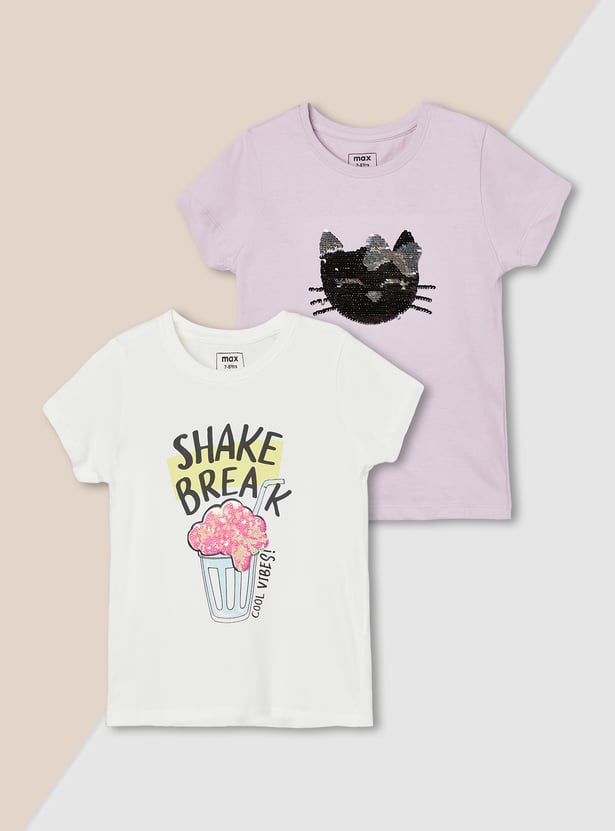 Girls Assorted T-shirt - Pack of 2