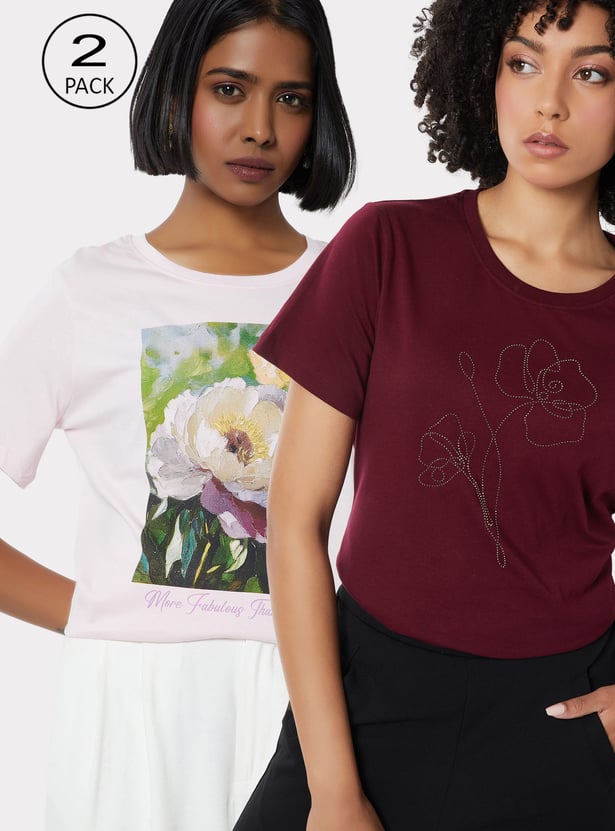 Women Printed T-shirt - Pack of 2