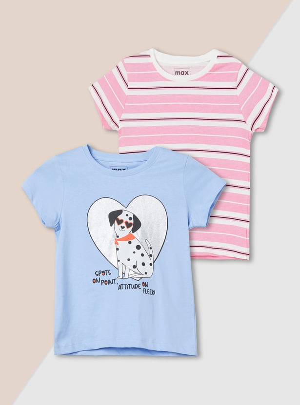 Girls Assorted T-shirt - Pack of 2