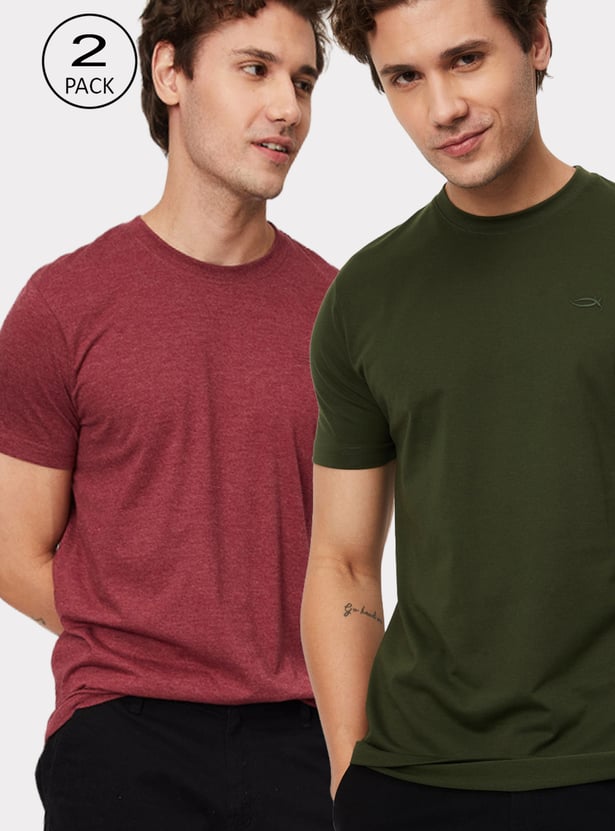Men Solid Lounge T-shirt - Pack of 2