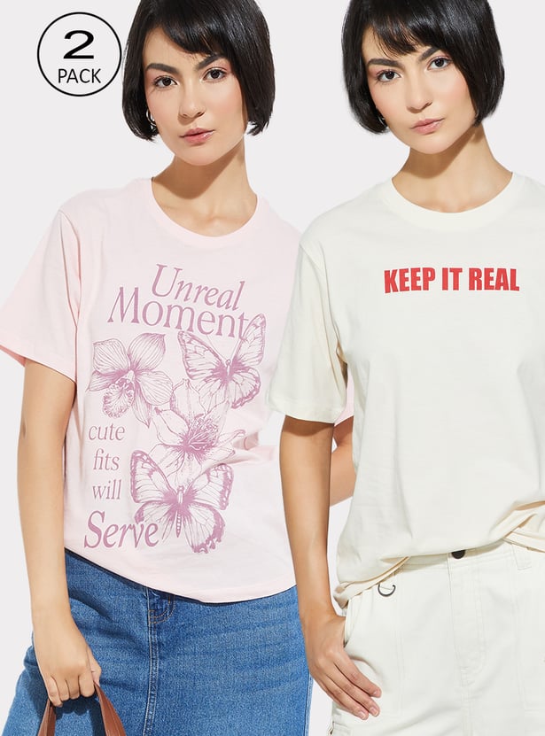 URB_N Women Printed T-shirt - Pack of 2