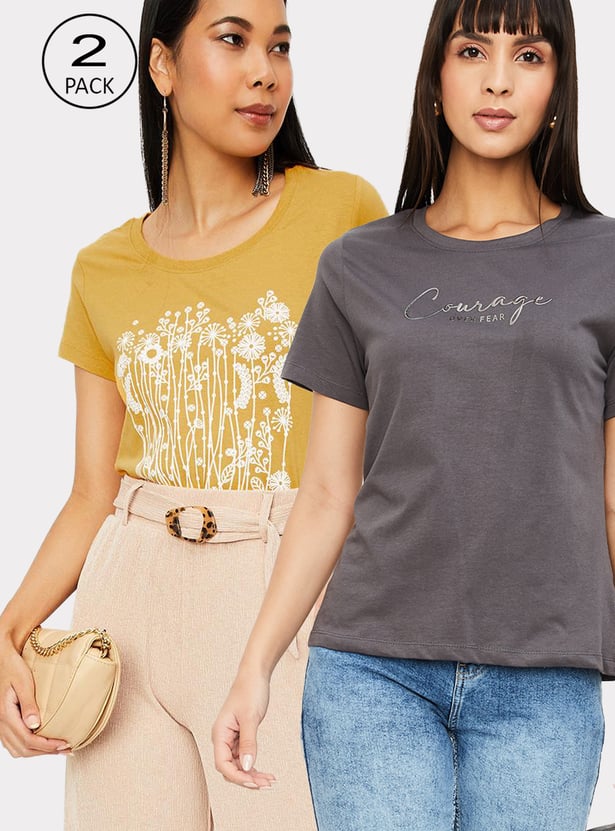 Women Printed T-shirt - Pack of 2