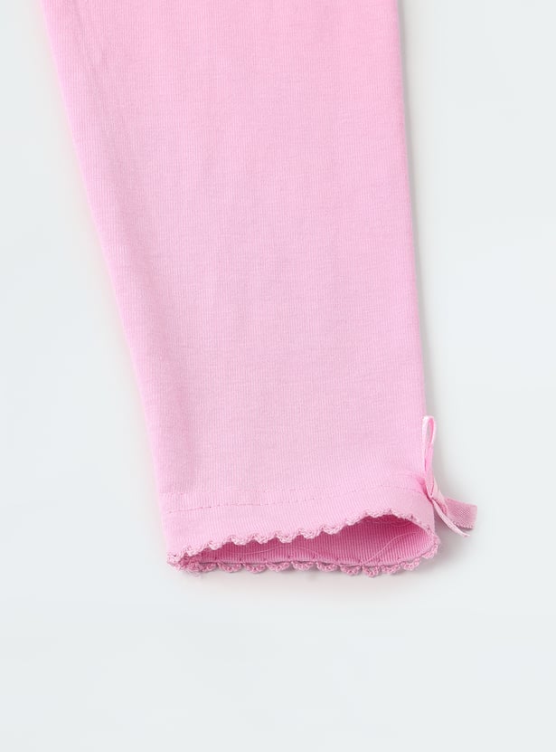 Girls Solid Leggings - Pack of 2