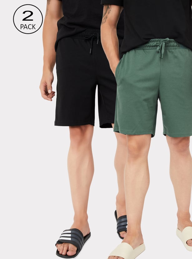Men Solid Lounge Shorts - Pack of 2