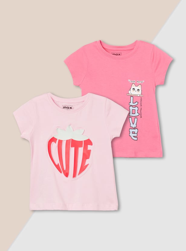 Girls Printed T-shirt - Pack of 2