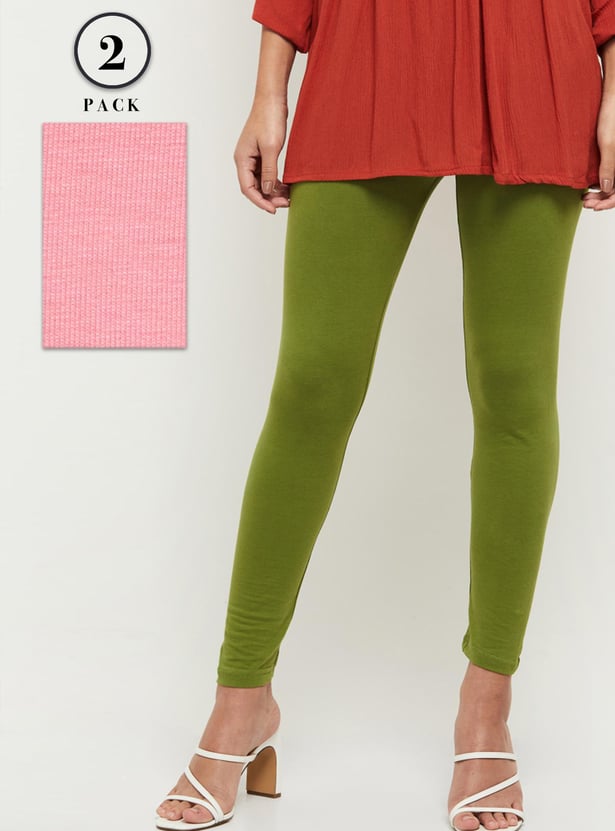 Women Solid Leggings - Pack of 2