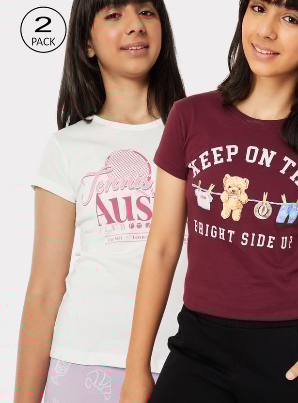 Girls Printed T-shirt - Pack of 2