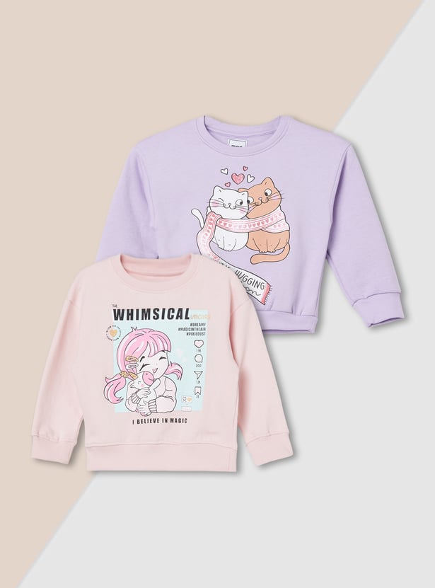 Girls Printed Sweatshirt - Pack of 2
