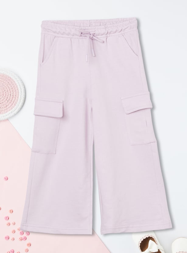 Girls Solid Cargo Trousers