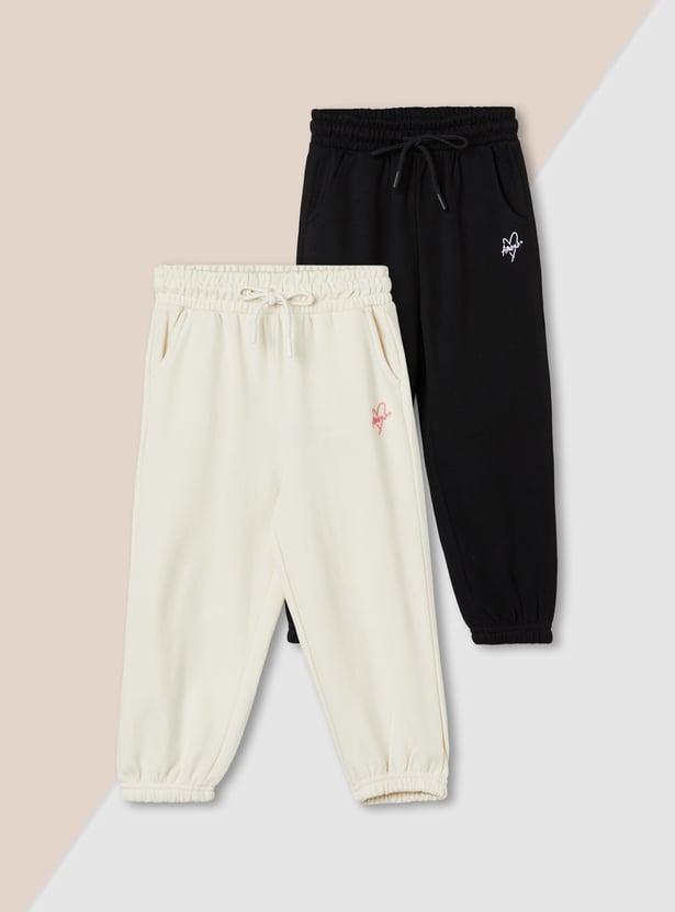 Girls Solid Joggers - Pack of 2