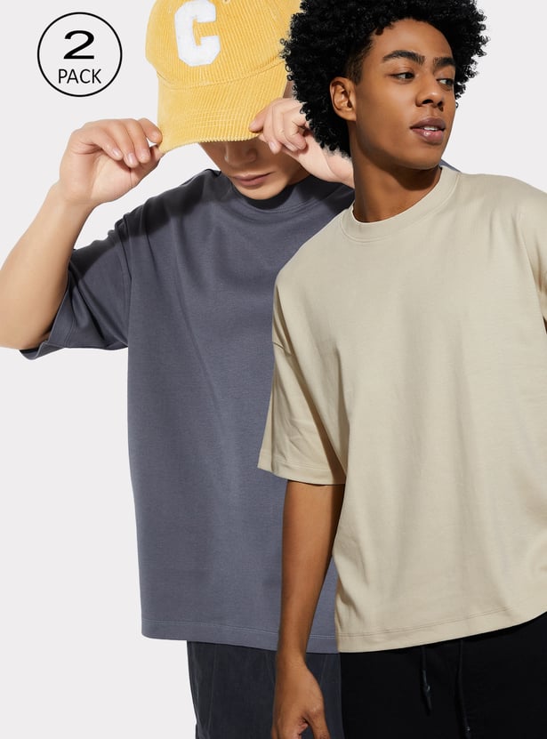 Buffer Weekender Tシャツ　XL Buy URB_N Men Solid Oversized T-shirt - Pack of 2 Online at just