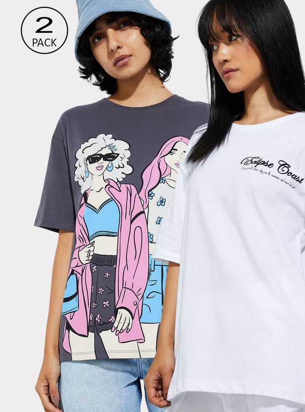 URB_N Women Printed T-shirt - Pack of 2
