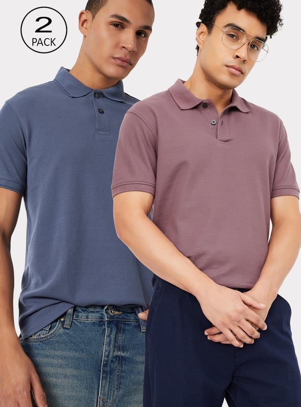 Men Solid Polo T-shirt - Pack of 2