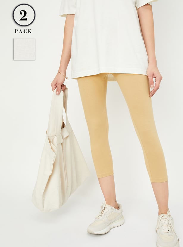 Women Solid Ankle-Length Leggings - Pack of 2