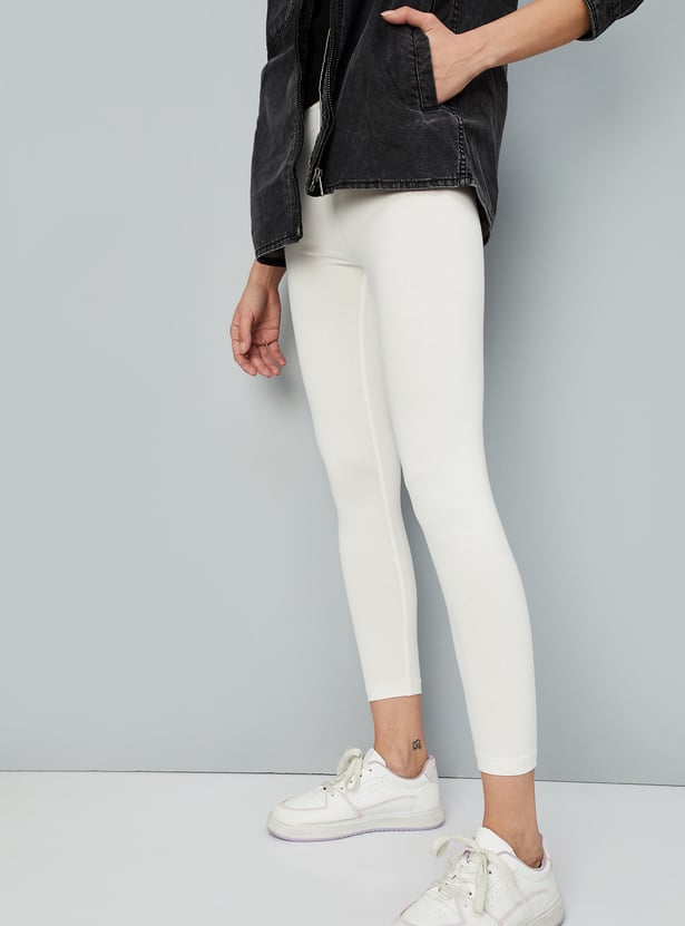 Women Solid Ankle-Length Leggings - Pack of 2