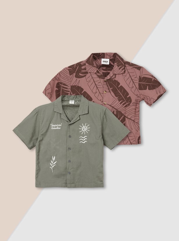 Boys Assorted Regular Fit Shirt - Pack of 2