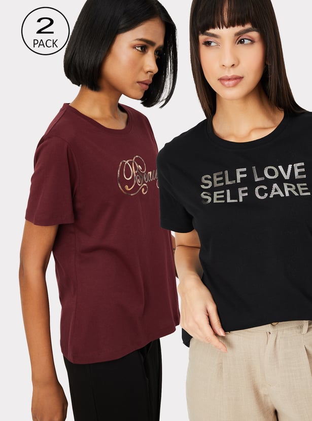 Women Printed T-shirt - Pack of 2