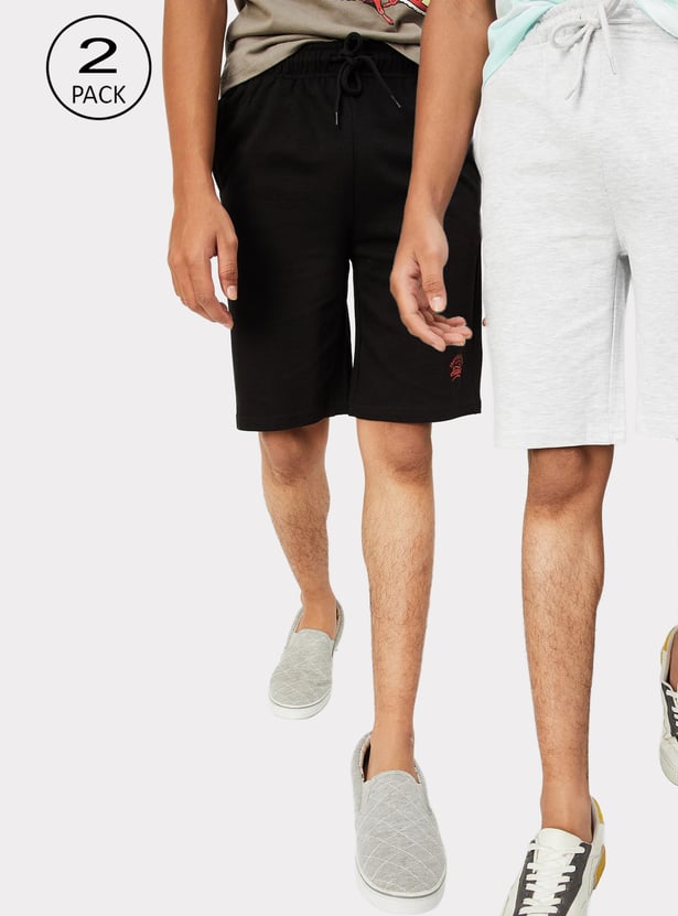 Boys Solid Shorts - Pack of 2