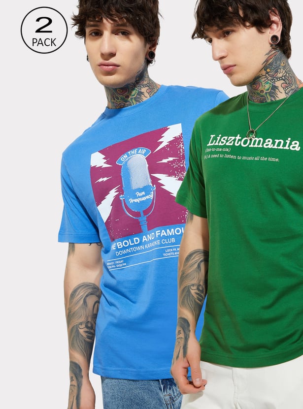 URB_N Men Printed T-shirt - Pack of 2