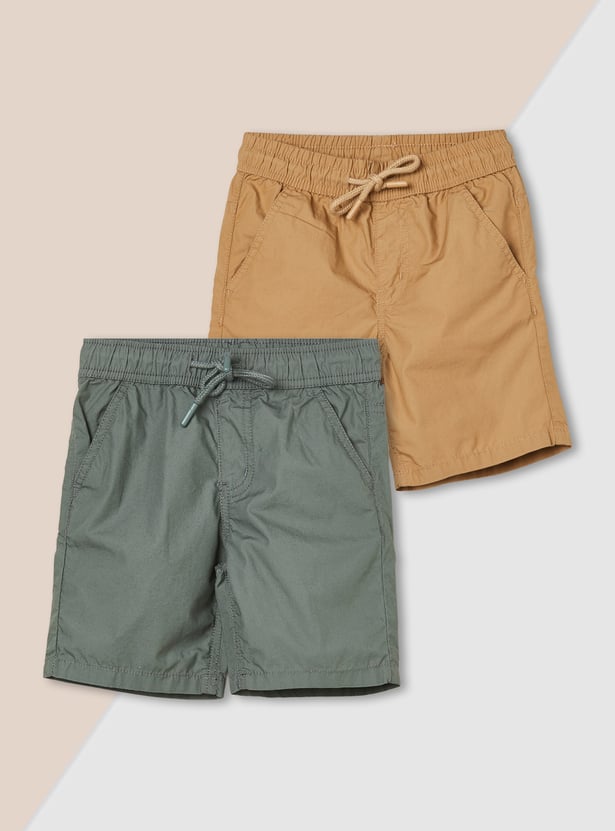 Boys Solid Shorts - Pack of 2