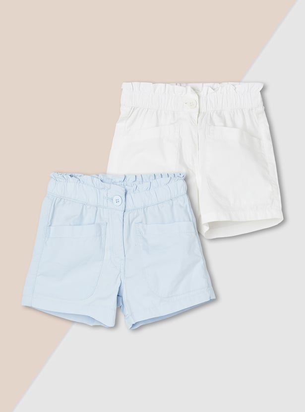 Girls Solid Shorts - Pack of 2