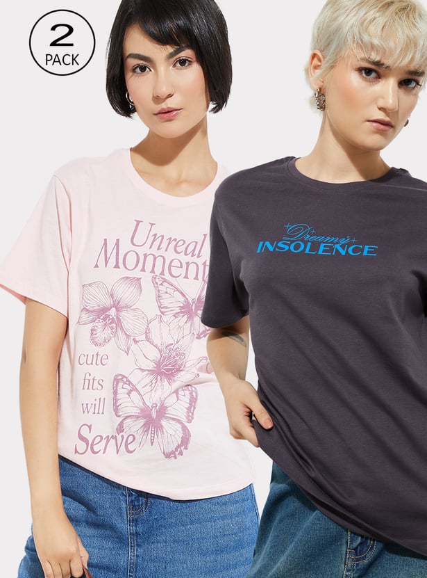 Women Printed T-shirt - Pack of 2