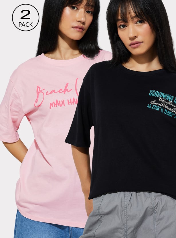 URB_N Women Printed T-shirt - Pack of 2