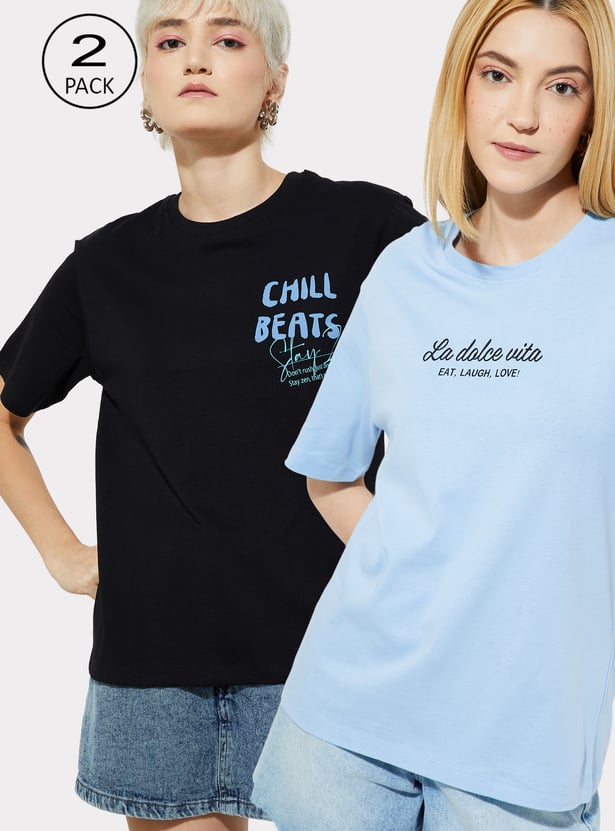 URB_N Women Printed T-shirt - Pack of 2