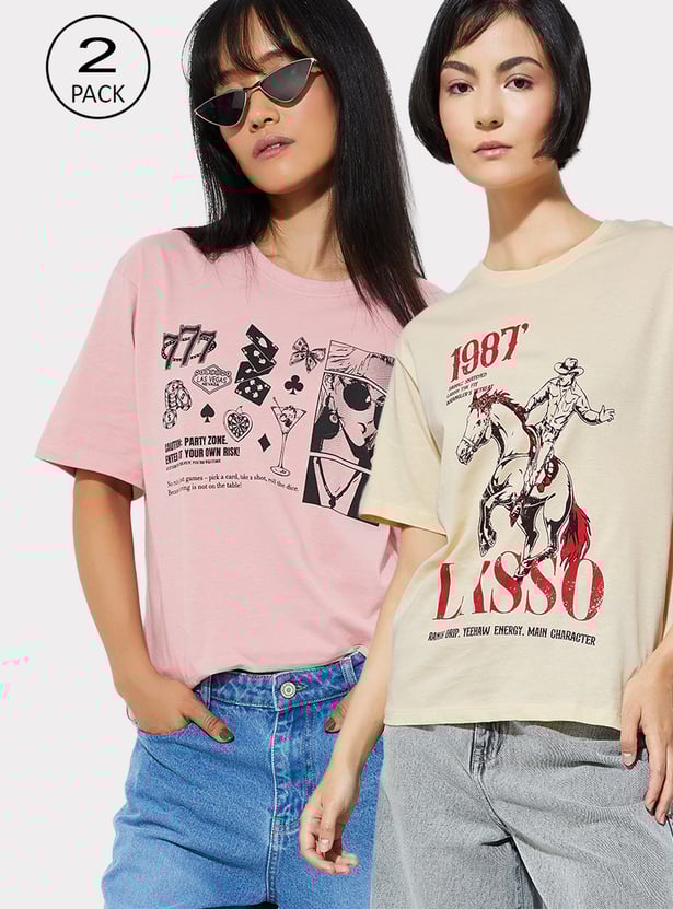 URB_N Women Printed T-shirt - Pack of 2