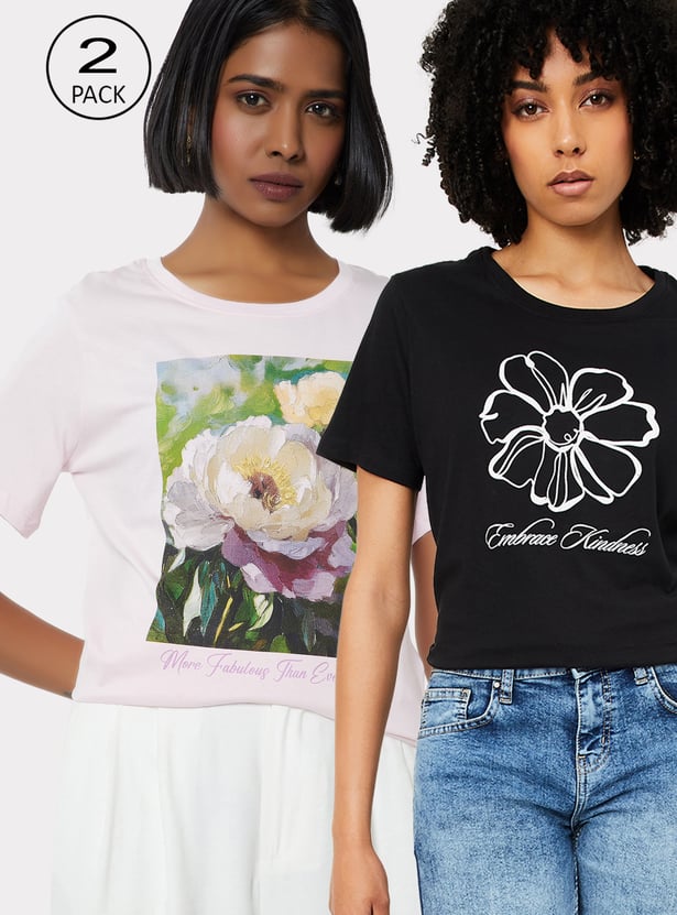 Women Printed T-shirt - Pack of 2