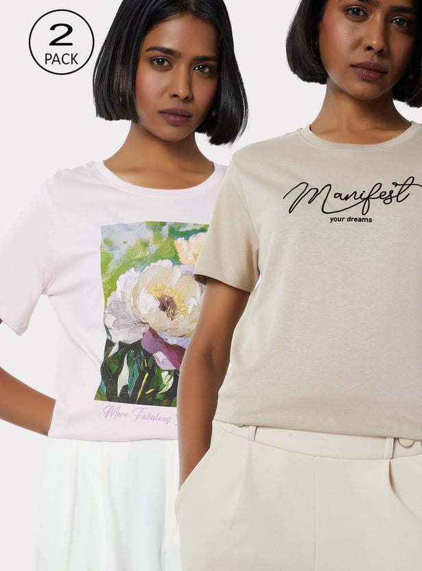 Women Printed T-shirt - Pack of 2