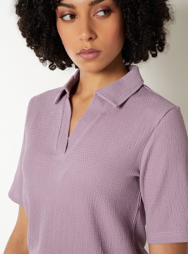 Women Textured Johnny Collar T-shirt - Pack of 2