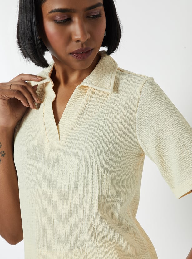 Women Textured Johnny Collar T-shirt - Pack of 2