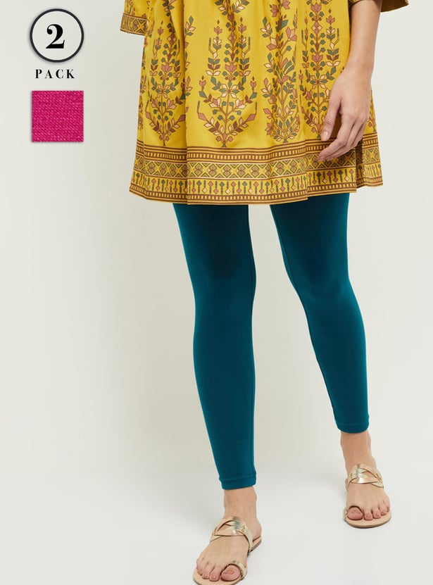 Women Solid Leggings - Pack of 2