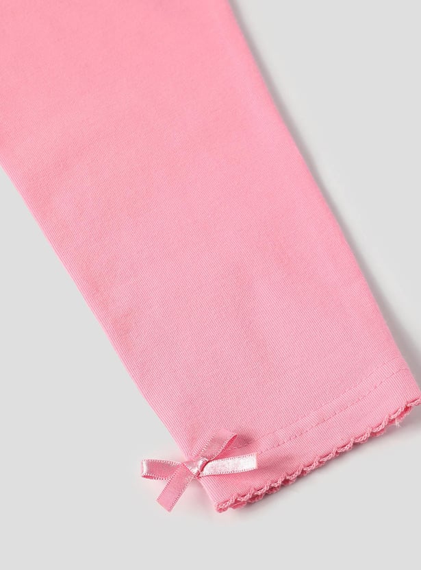 Girls Solid Leggings - Pack of 2