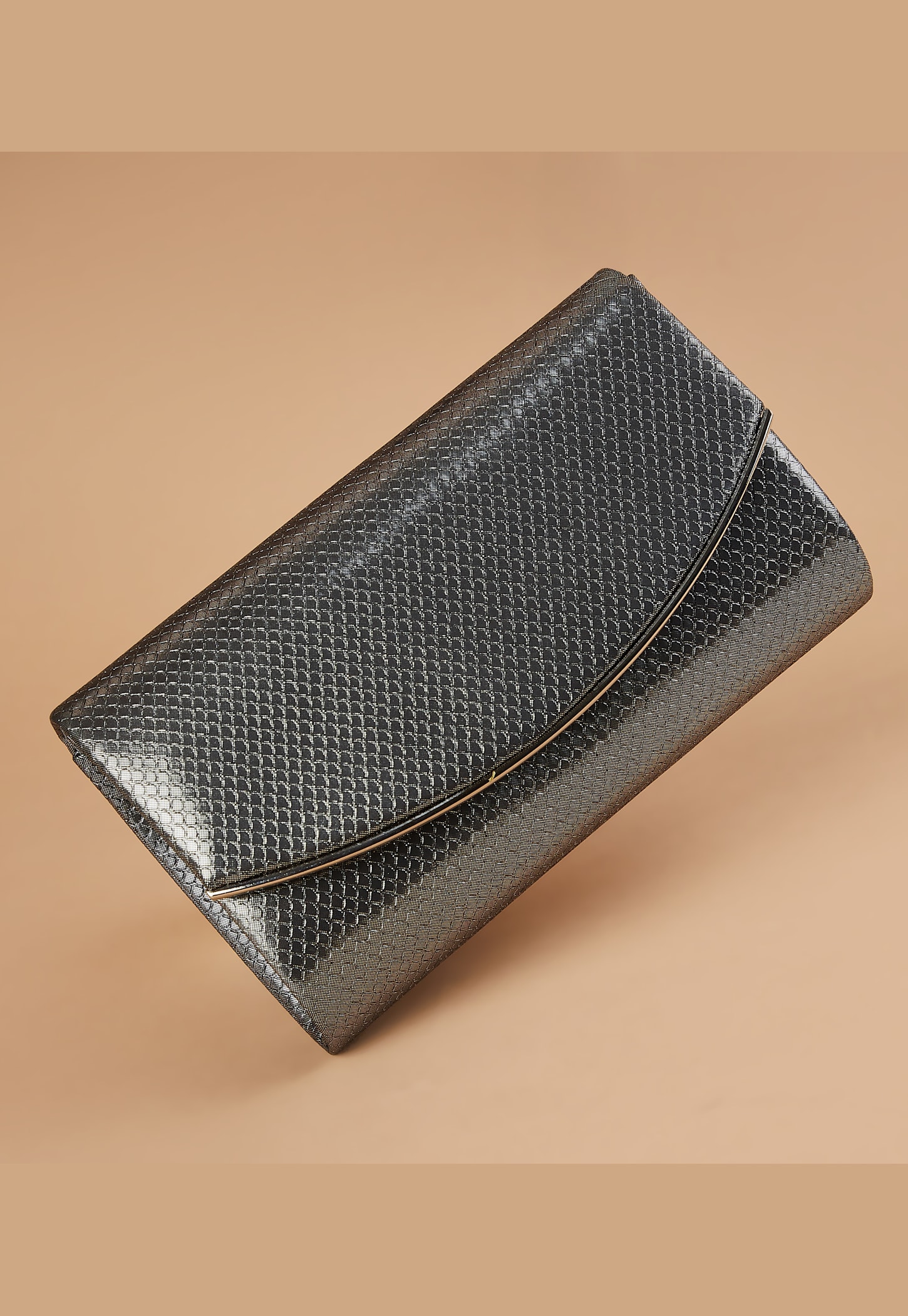 CODE Geometric-Textured Envelope Clutch with Sling-picture-20