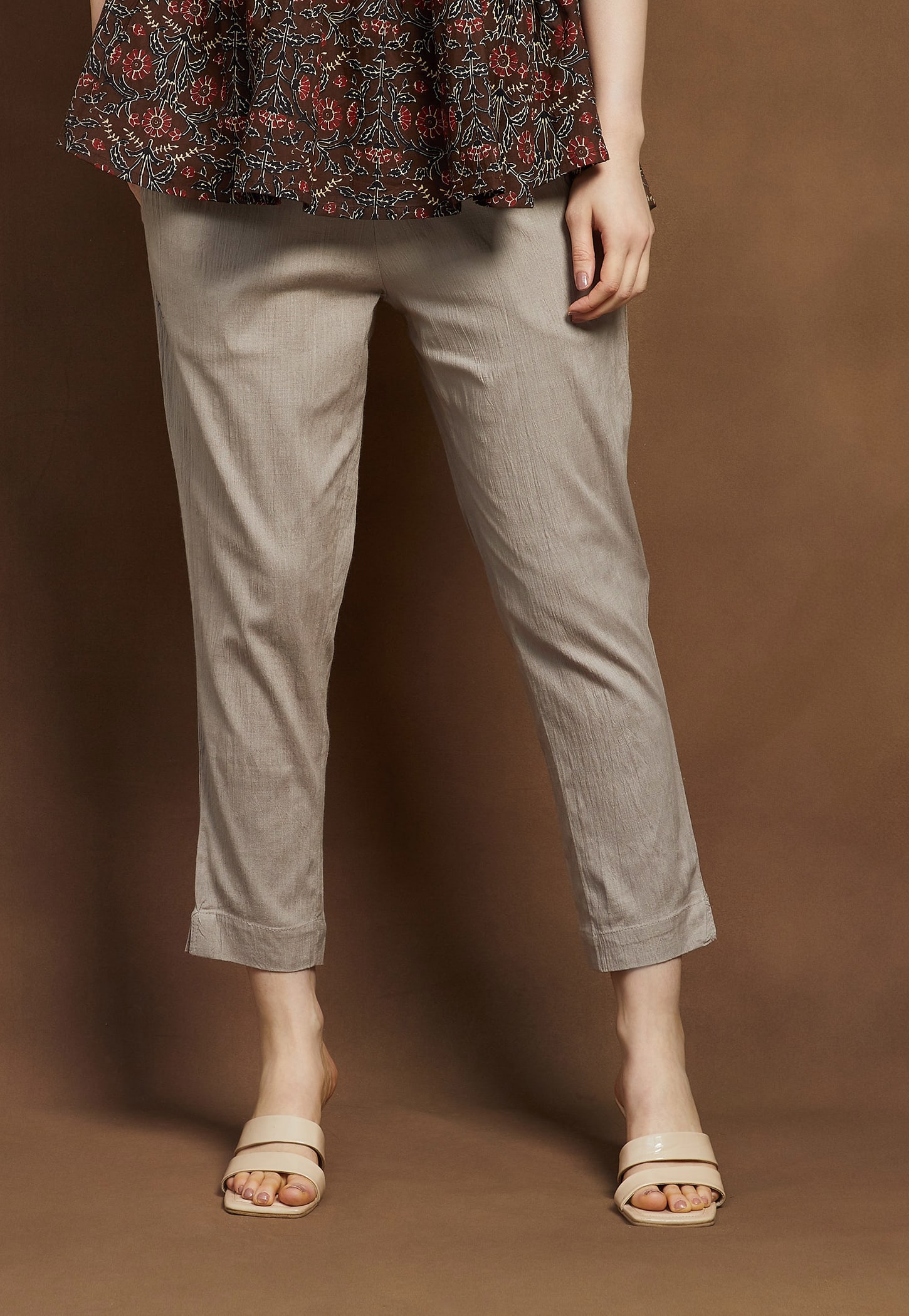 MELANGE Solid Straight Pants-picture-17