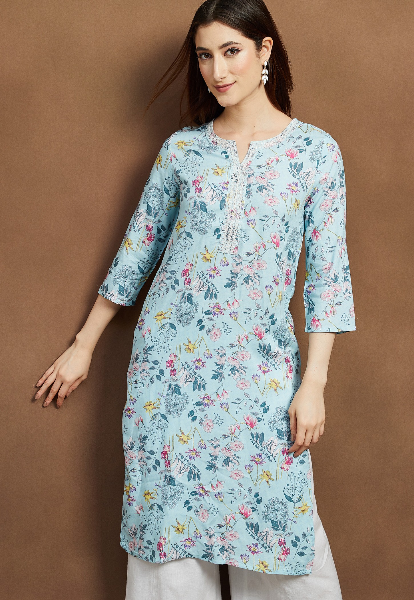 MELANGE Floral Print Straight Kurta-picture-29